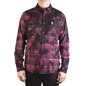 Neff Burger Boy Flannel Men's Multi‎ Plaid Long Sleeve Button Up Shirt Size L